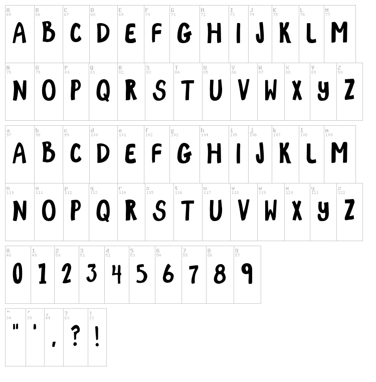 Maggie Moo font map